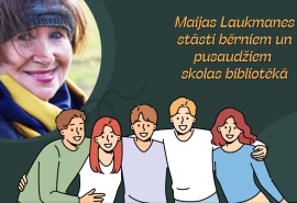 Skolas bibliotēkā ir lasīšanai pieejami Maijas Laukmanes bērnu un pusaudžu iemīļotie stāsti.